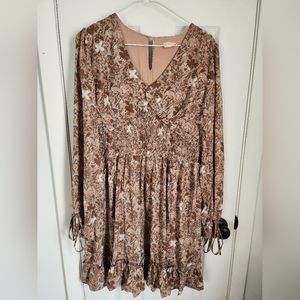 Floral Brown Mini Dress